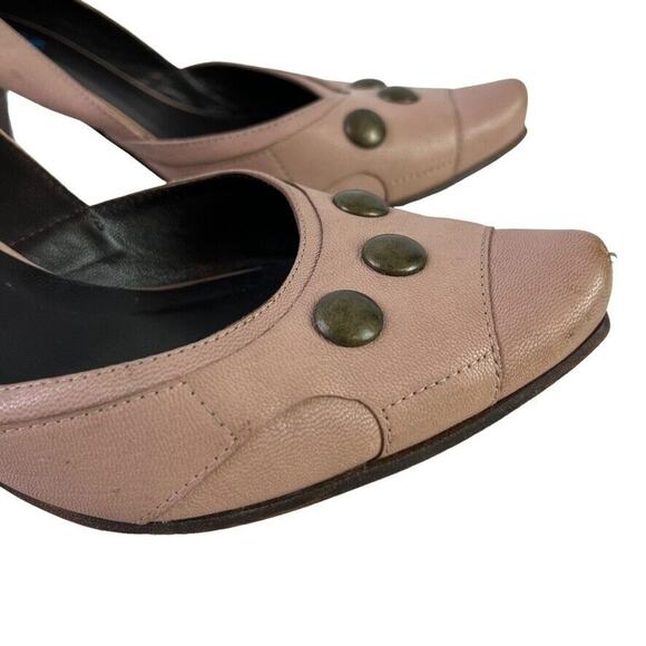Joe Sanchez Womens Blush Leather Pumps Studded Chunky Heels Point Toe Shoes 40/9 - Picture 14 of 16